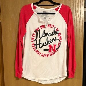 Nebraska Huskers Women's Long Sleeve Tee - Red and White